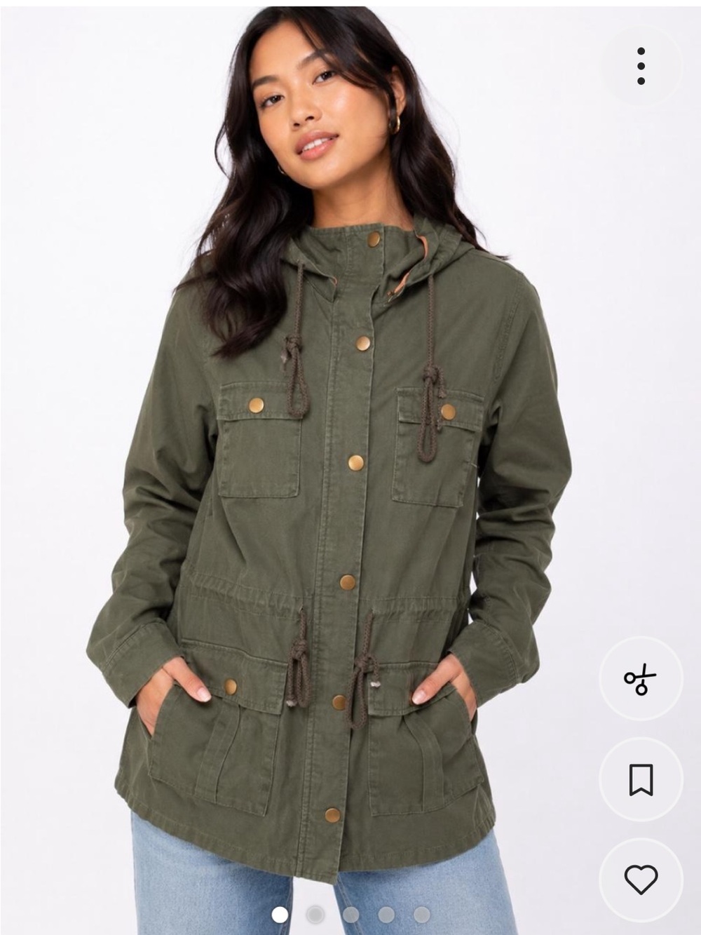 Market & Spruce Olive Green Hooded Jacket M